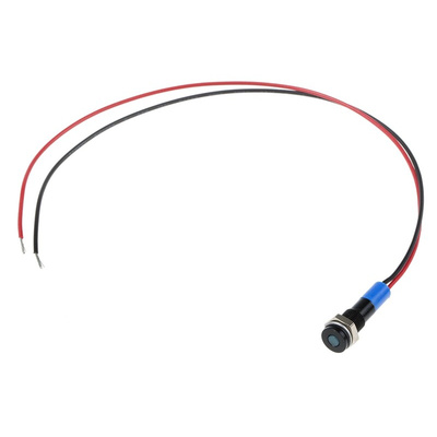 RS PRO Blue Panel Mount Indicator, 12V dc, 6mm Mounting Hole Size, Lead Wires Termination, IP67