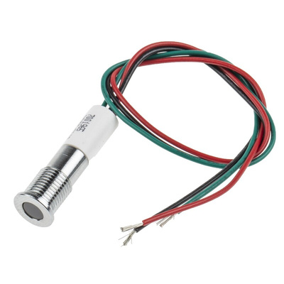 RS PRO Panel Mount Indicator, 24V dc, 8mm Mounting Hole Size, Lead Wires Termination, IP67