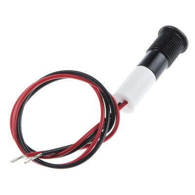 RS PRO White Panel Mount Indicator, 12V dc, 8mm Mounting Hole Size, Lead Wires Termination, IP67