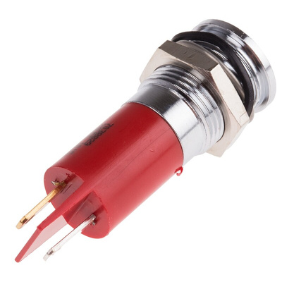 RS PRO Red Panel Mount Indicator, 24V dc, 14mm Mounting Hole Size, Solder Tab Termination, IP67