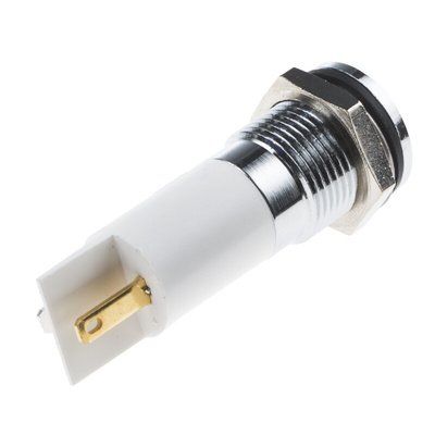 RS PRO White Panel Mount Indicator, 24V dc, 14mm Mounting Hole Size, Solder Tab Termination, IP67