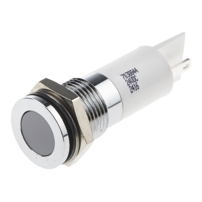 RS PRO White Panel Mount Indicator, 24V dc, 14mm Mounting Hole Size, Solder Tab Termination, IP67