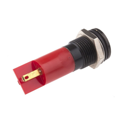 RS PRO Red Panel Mount Indicator, 220V ac, 14mm Mounting Hole Size, Solder Tab Termination, IP67