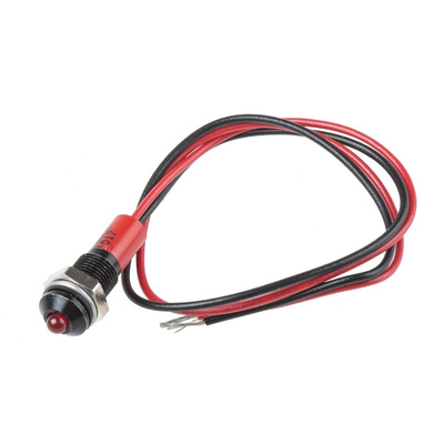 RS PRO Red Panel Mount Indicator, 24V dc, 6mm Mounting Hole Size, Lead Wires Termination, IP67