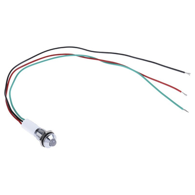 RS PRO Panel Mount Indicator, 24V dc, 8mm Mounting Hole Size, Lead Wires Termination, IP67
