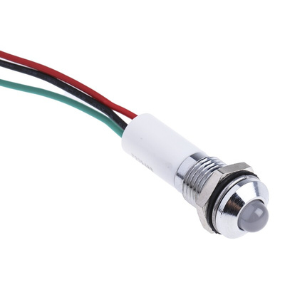 RS PRO Panel Mount Indicator, 24V dc, 8mm Mounting Hole Size, Lead Wires Termination, IP67