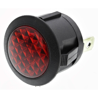 RS PRO Red Panel Mount Indicator, 220V ac, 20.8mm Mounting Hole Size, FASTON Termination