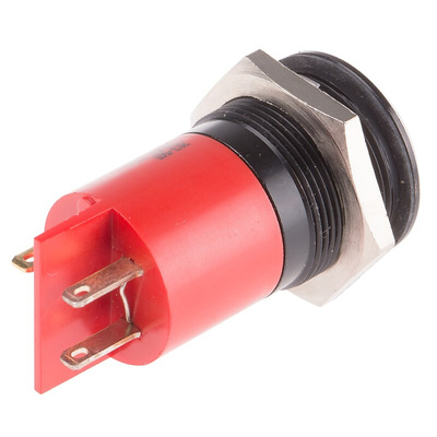 RS PRO Red Panel Mount Indicator, 110V ac, 22mm Mounting Hole Size, Solder Tab Termination