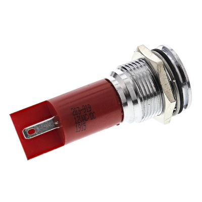 RS PRO Red Panel Mount Indicator, 16mm Mounting Hole Size, Solder Tab Termination