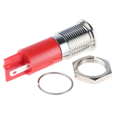 RS PRO Red Panel Mount Indicator, 2V dc, 14mm Mounting Hole Size, Solder Tab Termination