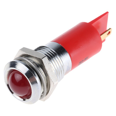 RS PRO Red Panel Mount Indicator, 2V dc, 14mm Mounting Hole Size, Solder Tab Termination