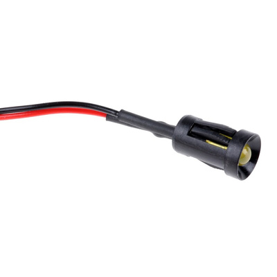 RS PRO Yellow Panel Mount Indicator, 24V dc, 8mm Mounting Hole Size, Lead Wires Termination