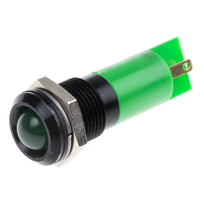 RS PRO Green Panel Mount Indicator, 12V, 14mm Mounting Hole Size, IP67