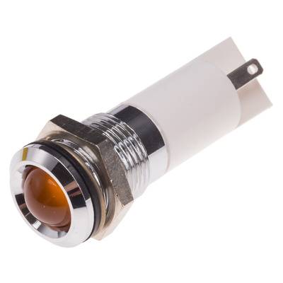 RS PRO Orange Panel Mount Indicator, 110V ac, 14.5mm Mounting Hole Size, Solder Tab Termination, IP40
