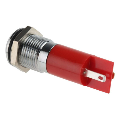 RS PRO Red Panel Mount Indicator, 110V ac, 14mm Mounting Hole Size, Solder Tab Termination, IP67