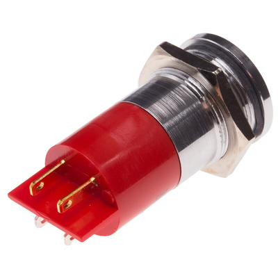 RS PRO Red Panel Mount Indicator, 22mm Mounting Hole Size, Solder Tab Termination