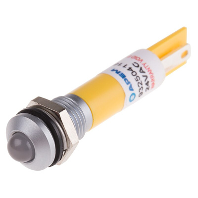 RS PRO Yellow Panel Mount Indicator, 8mm Mounting Hole Size, Solder Tab Termination, IP67
