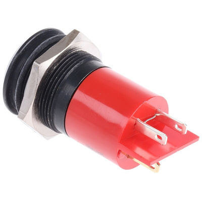 RS PRO Red Panel Mount Indicator, 24V dc, 22mm Mounting Hole Size, Solder Tab Termination