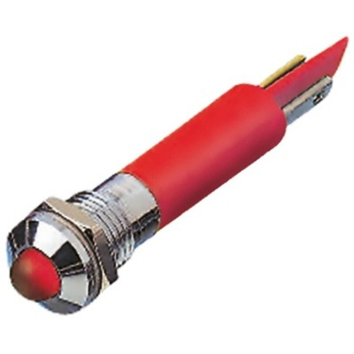 RS PRO Red Panel Mount Indicator, 110V ac, 8mm Mounting Hole Size, Solder Tab Termination