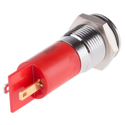 RS PRO Red Panel Mount Indicator, 14mm Mounting Hole Size, Solder Tab Termination, IP67