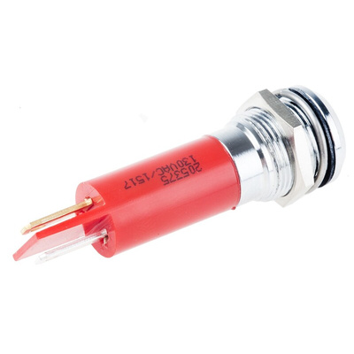 RS PRO Red Panel Mount Indicator, 130V ac, 12mm Mounting Hole Size, IP67