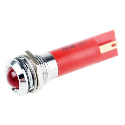 RS PRO Red Panel Mount Indicator, 130V ac, 12mm Mounting Hole Size, IP67