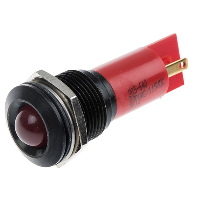 RS PRO Red Panel Mount Indicator, 115 V dc, 230V ac, 16mm Mounting Hole Size, Solder Tab Termination