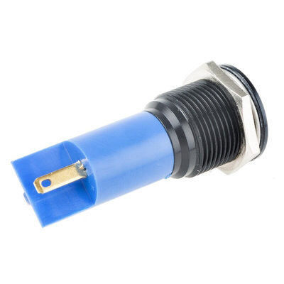 RS PRO Blue Panel Mount Indicator, 115 V dc, 230V ac, 16mm Mounting Hole Size, Solder Tab Termination, IP67