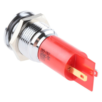 RS PRO Red Panel Mount Indicator, 16mm Mounting Hole Size, Solder Tab Termination