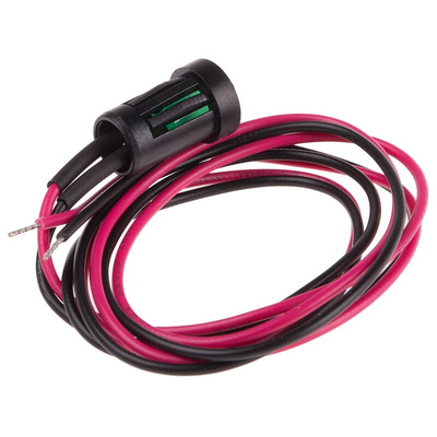 RS PRO Green Panel Mount Indicator, 2V dc, 8mm Mounting Hole Size, Lead Wires Termination