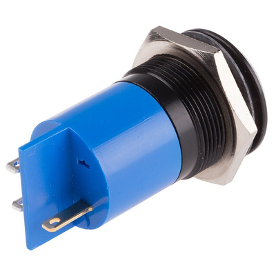 RS PRO Blue Panel Mount Indicator, 24V dc, 22mm Mounting Hole Size, Solder Tab Termination