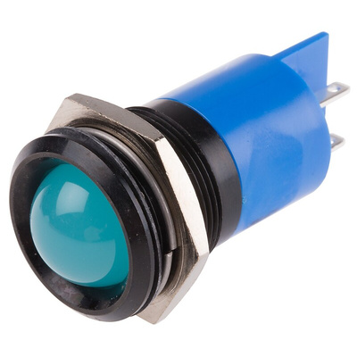 RS PRO Blue Panel Mount Indicator, 24V dc, 22mm Mounting Hole Size, Solder Tab Termination