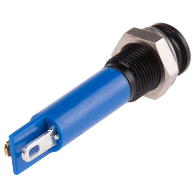 RS PRO Blue Panel Mount Indicator, 12V dc, 6mm Mounting Hole Size, Solder Tab Termination