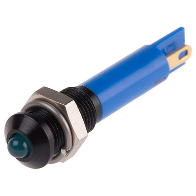 RS PRO Blue Panel Mount Indicator, 12V dc, 6mm Mounting Hole Size, Solder Tab Termination