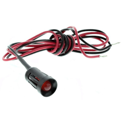 RS PRO Red Panel Mount Indicator, 2V dc, 8mm Mounting Hole Size, Lead Wires Termination