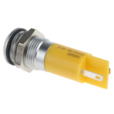 RS PRO Yellow Panel Mount Indicator, 14mm Mounting Hole Size, Solder Tab Termination, IP67
