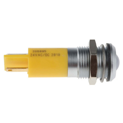 RS PRO Yellow Panel Mount Indicator, 14mm Mounting Hole Size, Solder Tab Termination, IP67
