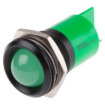 RS PRO Green Panel Mount Indicator, 48 → 65V dc, 22mm Mounting Hole Size
