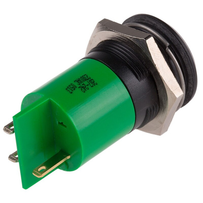 RS PRO Green Panel Mount Indicator, 230V ac, 22mm Mounting Hole Size, IP67