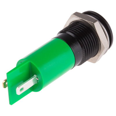 RS PRO Green Panel Mount Indicator, 2V dc, 14mm Mounting Hole Size, Solder Tab Termination