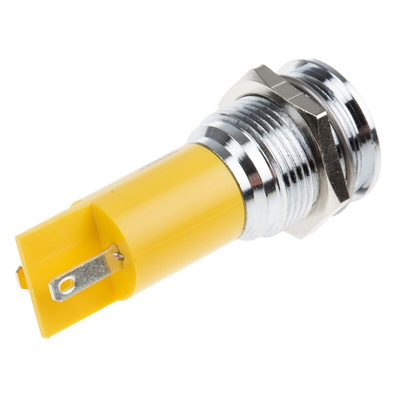RS PRO Yellow Panel Mount Indicator, 16mm Mounting Hole Size, Solder Tab Termination