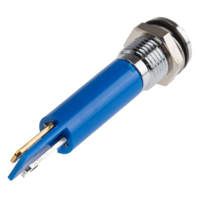 RS PRO Blue Panel Mount Indicator, 12V, 8mm Mounting Hole Size, Solder Tab Termination, IP67