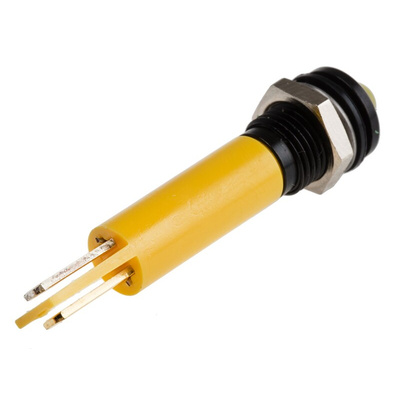 RS PRO Yellow Panel Mount Indicator, 8mm Mounting Hole Size, Solder Tab Termination, IP67