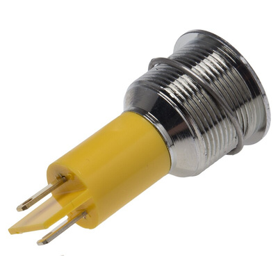 RS PRO Yellow Panel Mount Indicator, 19mm Mounting Hole Size, Solder Tab Termination, IP67