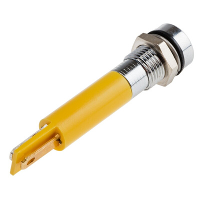 RS PRO Yellow Panel Mount Indicator, 12V, 8mm Mounting Hole Size, Solder Tab Termination, IP67