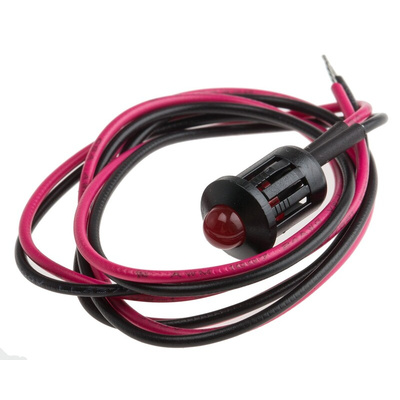 RS PRO Red Panel Mount Indicator, 2V dc, 8mm Mounting Hole Size, Lead Wires Termination