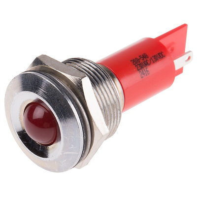 RS PRO Red Panel Mount Indicator, 130 V dc, 230V ac, 19mm Mounting Hole Size