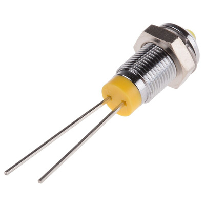 RS PRO Yellow Panel Mount Indicator, 2V dc, 6mm Mounting Hole Size, Lead Pin Termination