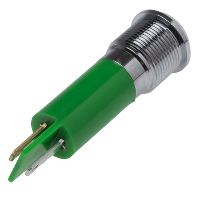 RS PRO Green Panel Mount Indicator, 12mm Mounting Hole Size, Solder Tab Termination, IP67