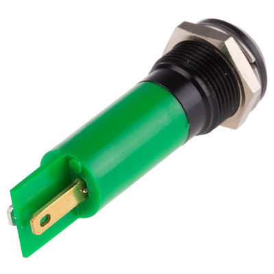 RS PRO Green Panel Mount Indicator, 12mm Mounting Hole Size, Solder Tab Termination, IP67